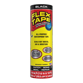 Flex Tape Original thick rubberized tape patching a roof leak with strong seal.