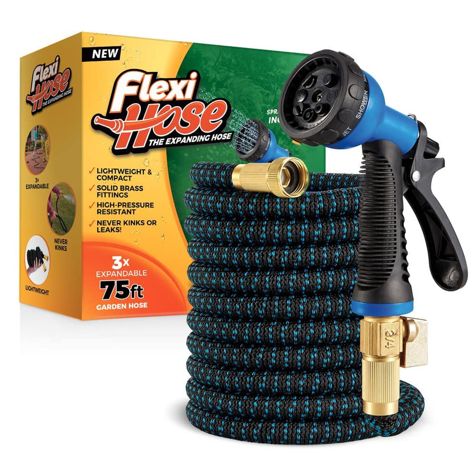 Flexi Hose 75ft extendable reach for large lawns.