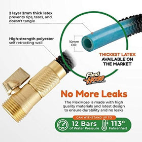 Flexi Hose outer fabric durability highlights thorn and puncture resistance.