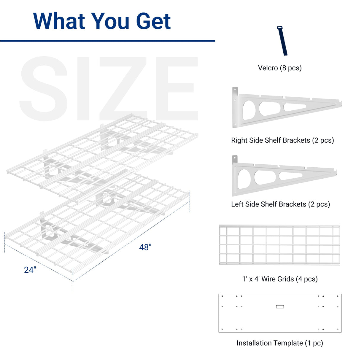 Fleximounts 24x48 inch floating shelves maximize space with ample storage.
