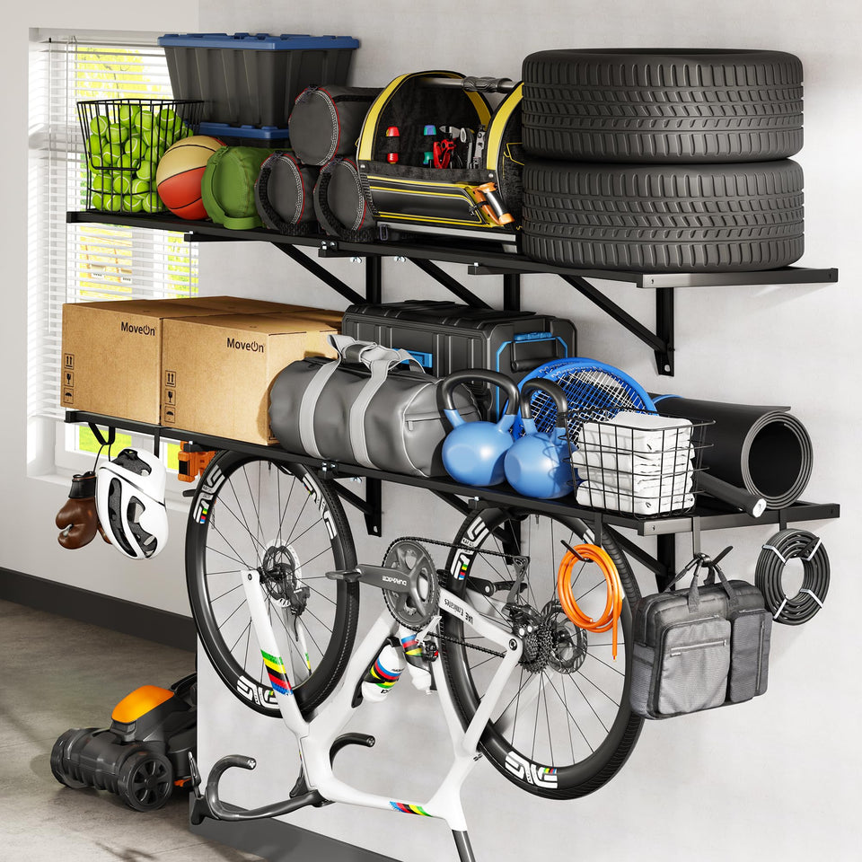 Fleximounts 2-pack shelving system ready for heavy garage storage.