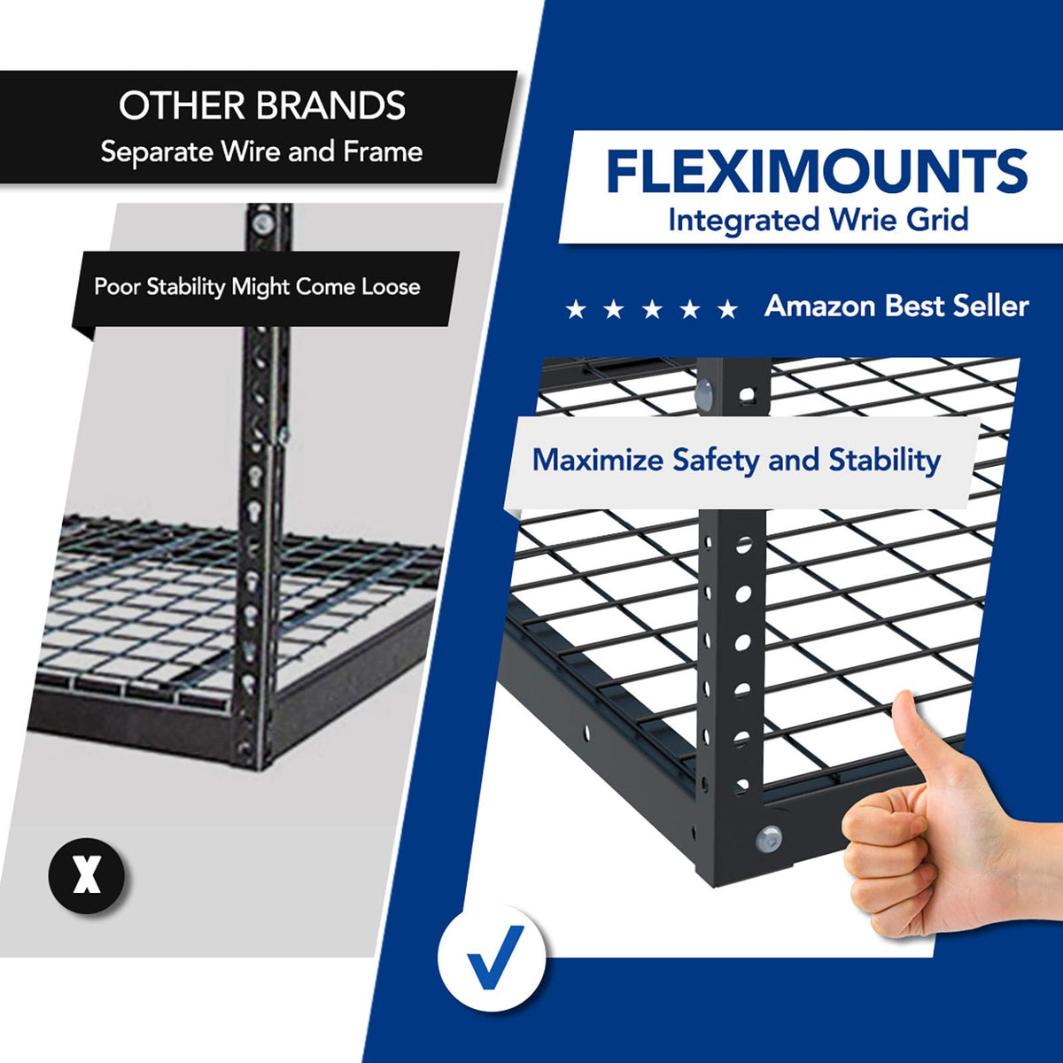 FLEXIMOUNTS 400 lb rated capacity supports heavy tools and equipment.