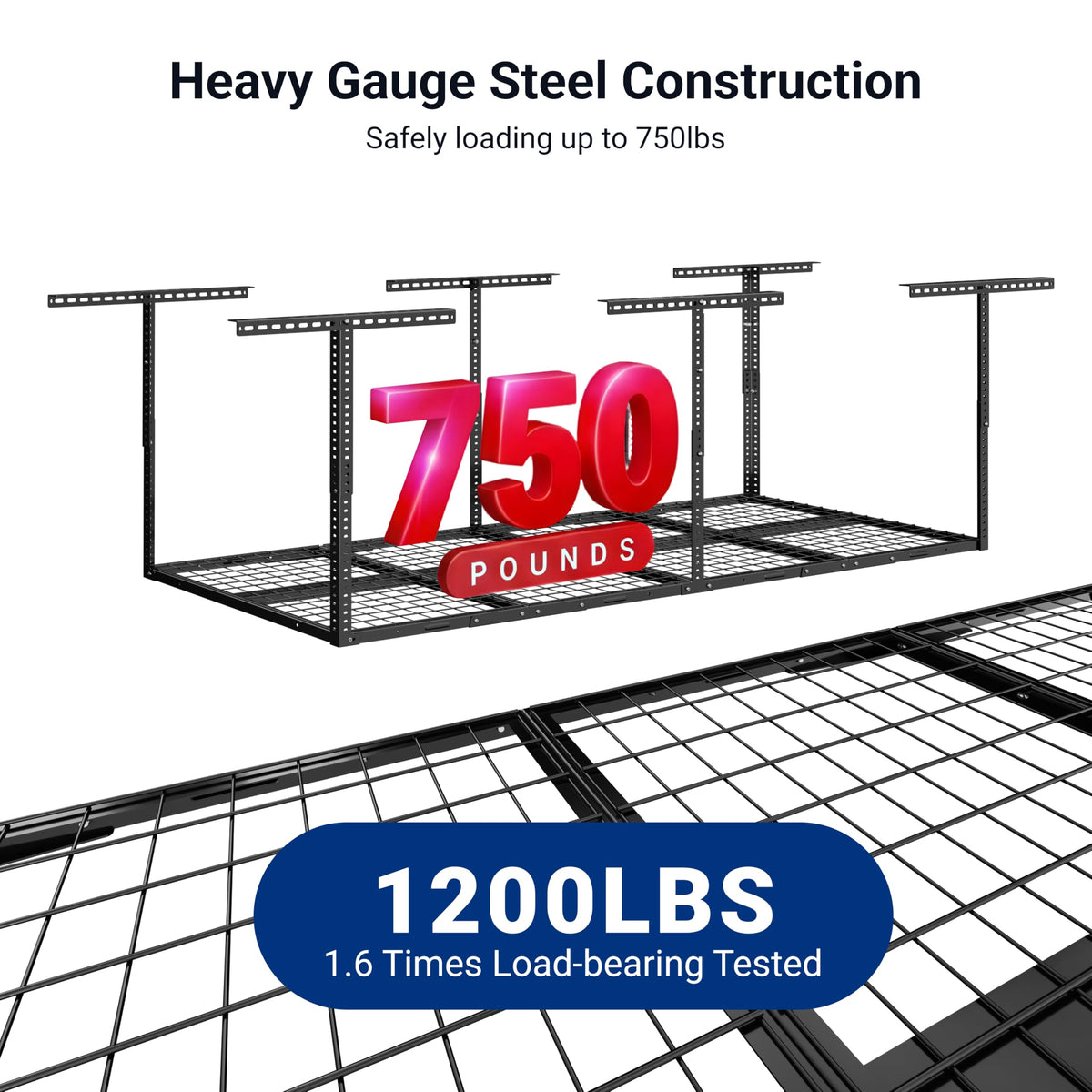 Fleximounts ceiling dropdown between 22 and 40 inches expands storage space.