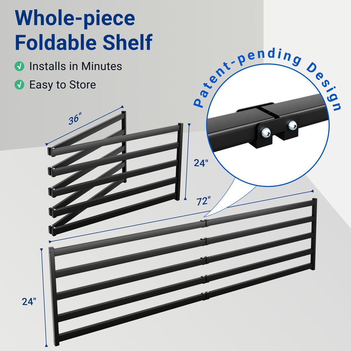 Fleximounts wall-mounted garage shelves securely attach to studs for sturdy organization.