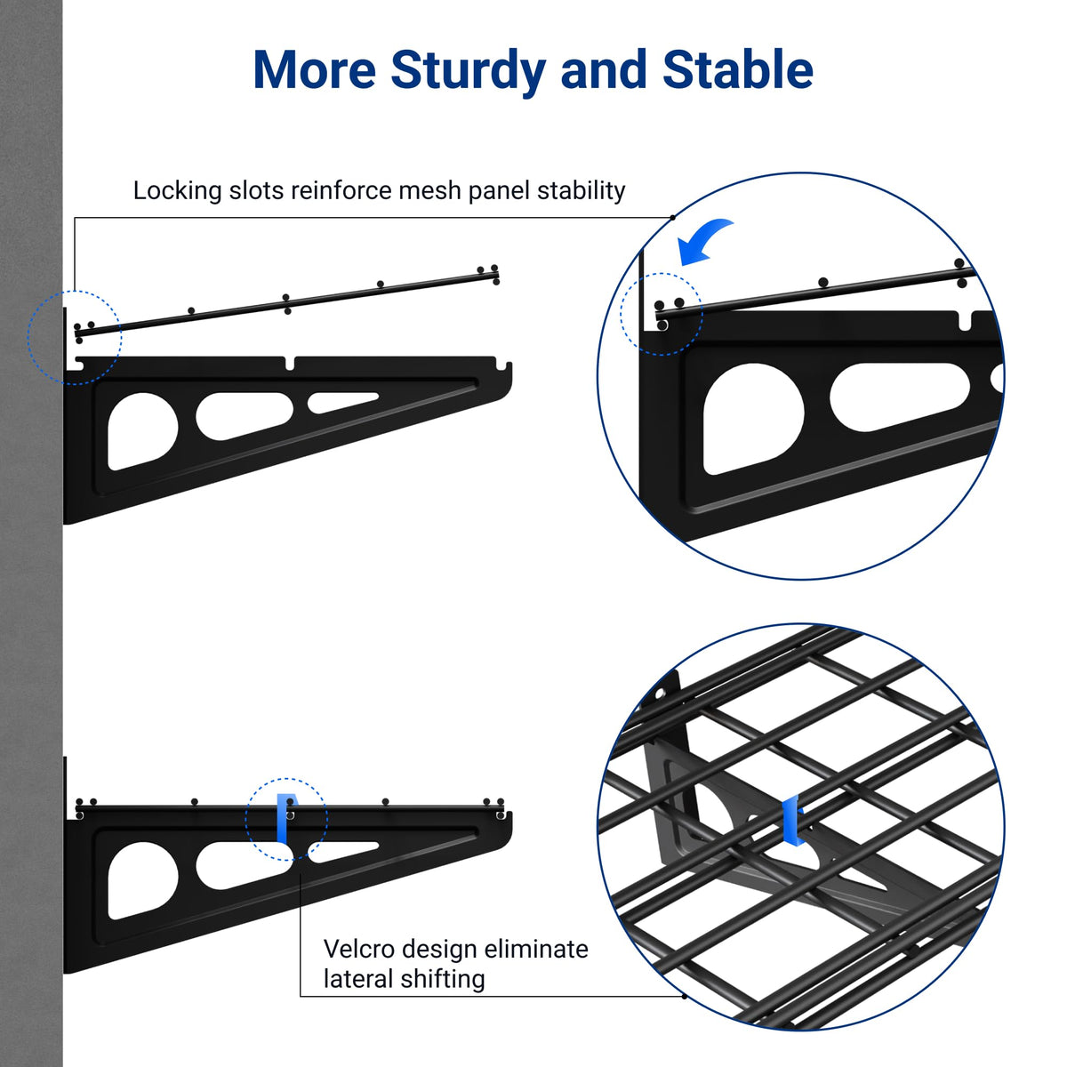 Fleximounts heavy-gauge steel construction for durable storage