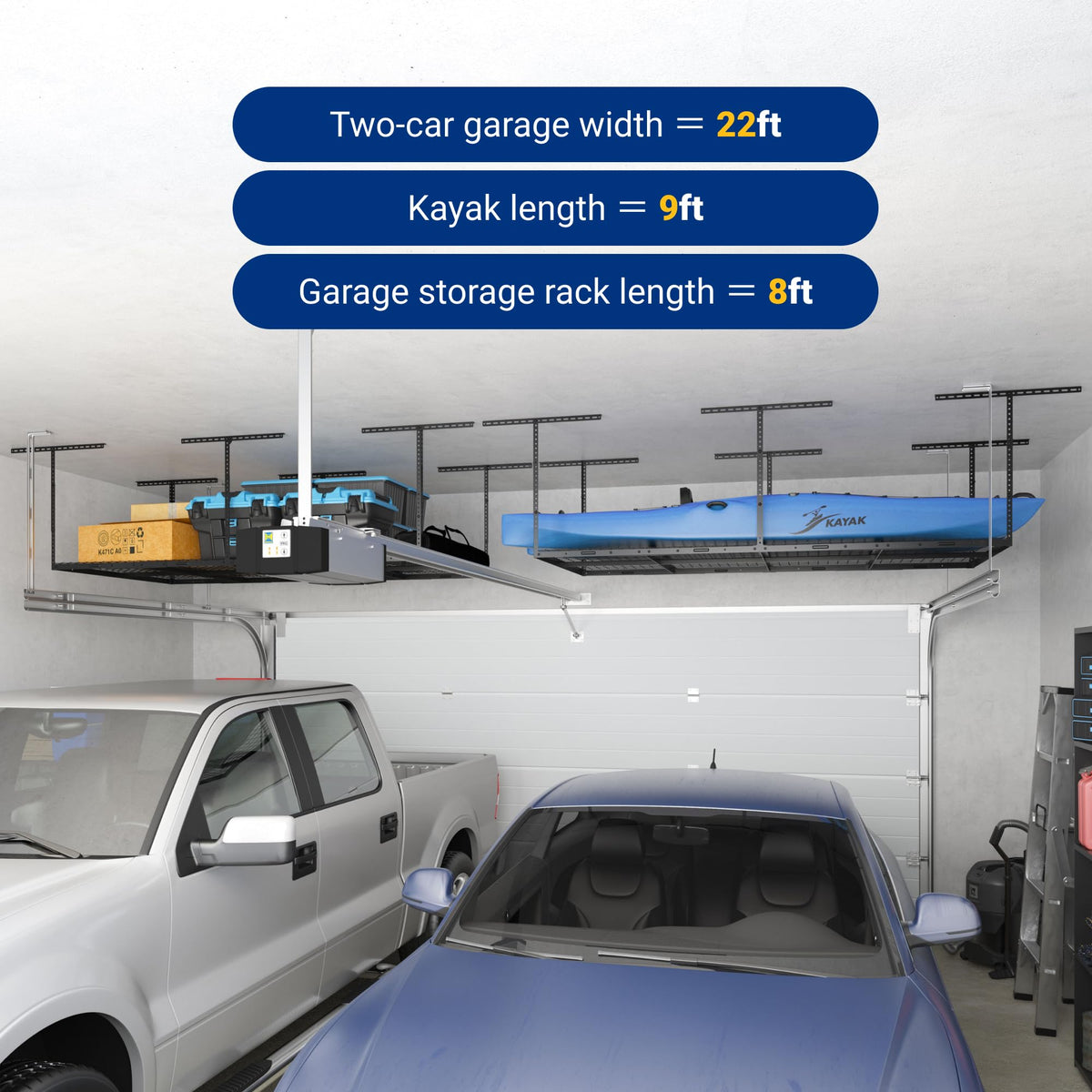 Fleximounts metal deck and bracket system emphasizes durability in a garage setup