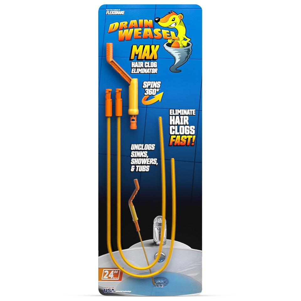 FlexiSnake Drain Weasel removes hair clogs from sinks