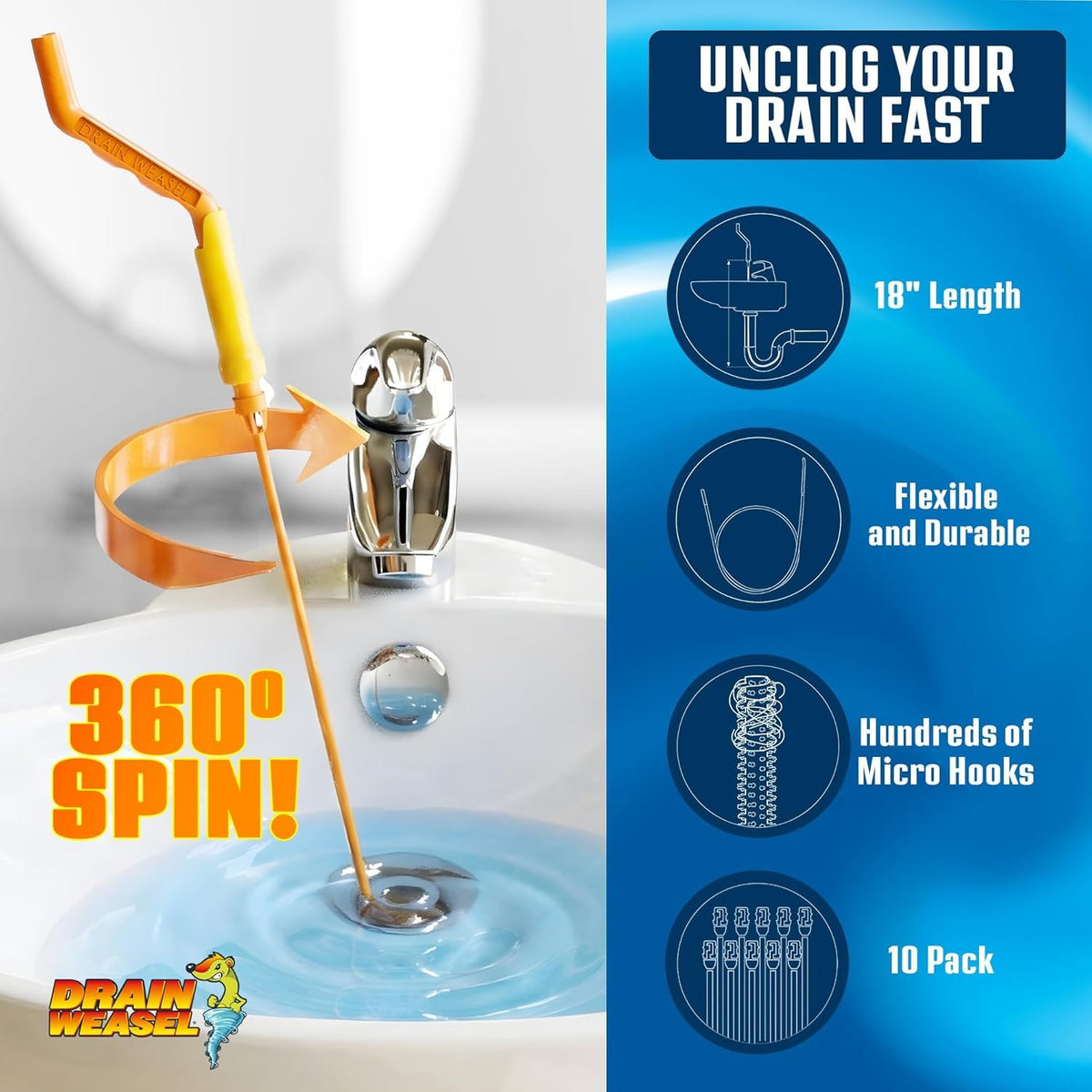 FlexiSnake Drain Weasel with patented 360° rotation reaches tight corners safely