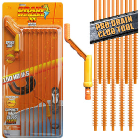 FlexiSnake Pro Drain Weasel in action removing hair from a bathroom drain.