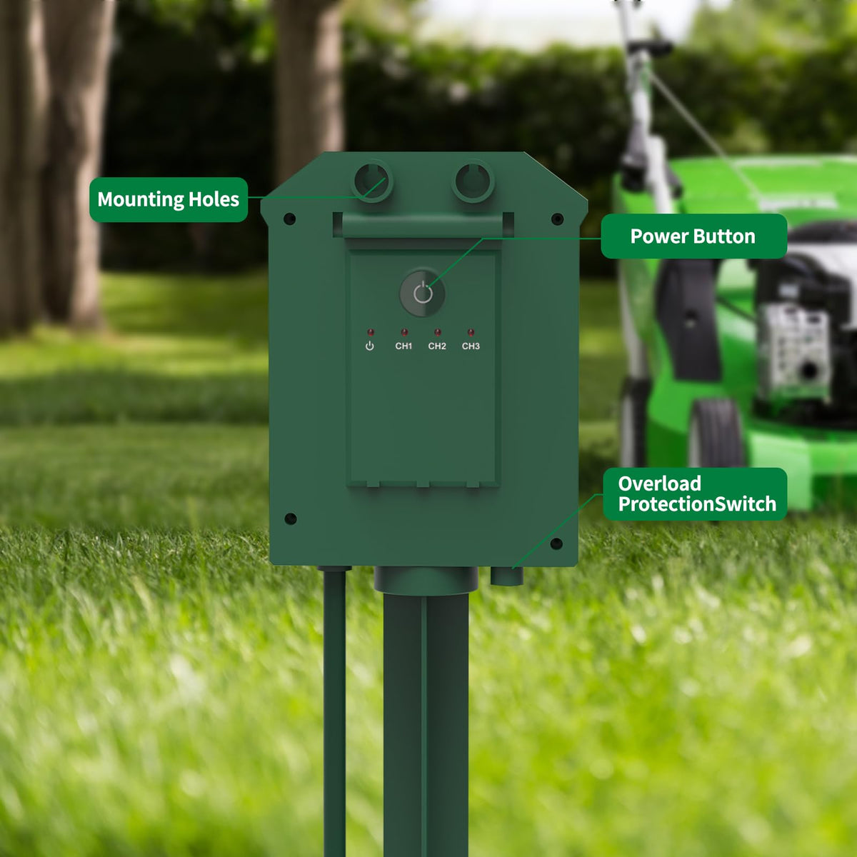Flexoria wall-mount-ready design with built-in holes for fixed outdoor use.
