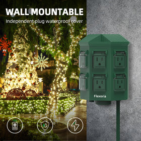 Flexoria waterproof outlet covers protecting outdoor devices from rain and cold.