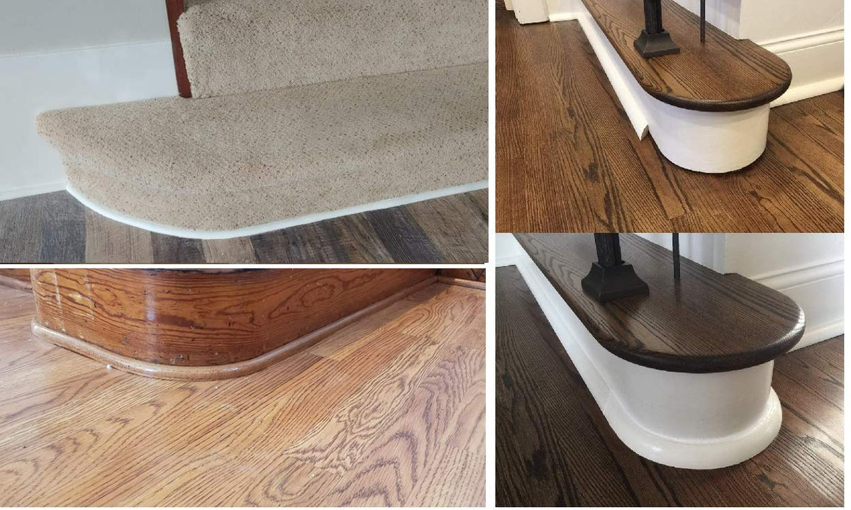 FlexTrim flexible base molding bends around five-inch-radius curves smoothly.