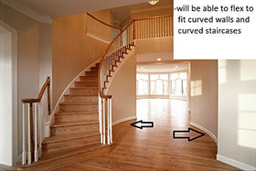 FlexTrim base molding installs with conventional woodworking tools for quick setup.