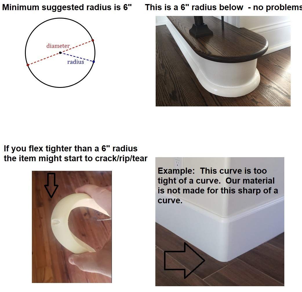 WM105 radius flexibility showing fit around a 6 inch curved radius