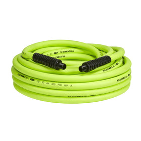 Flexzilla 50 ft air hose coiled demonstrates easy maneuverability for quick setup