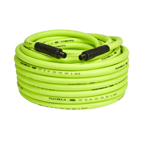 Flexzilla air hose shows flat layout for easy storage and rapid deployment.