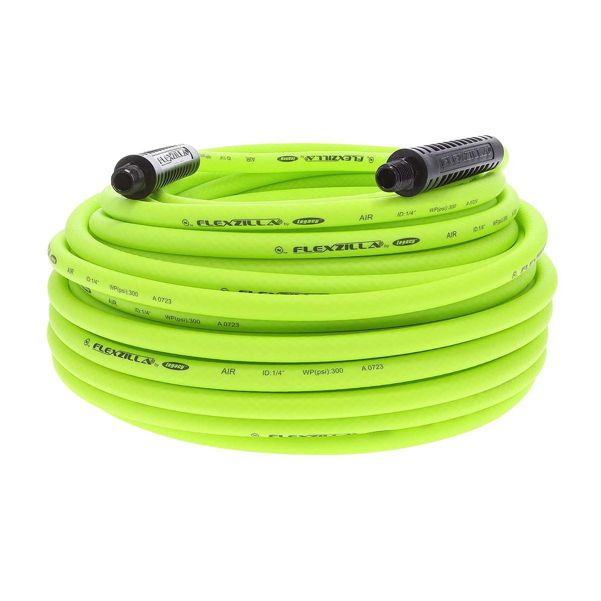 Flexzilla air hose in ZillaGreen laid flat for easy use