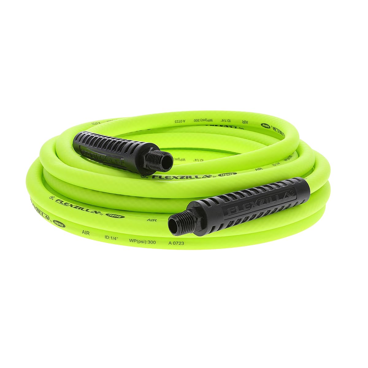 Flexzilla air hose on display highlights lightweight flexibility for tight spaces