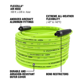 Crush-resistant fittings with bend restrictor on Flexzilla hose