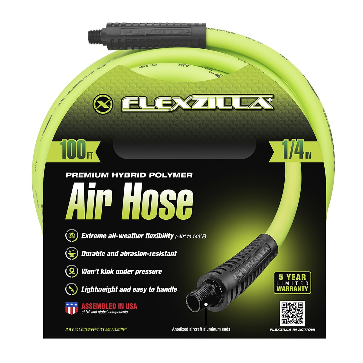 Flexzilla air hose with MNPT fittings provides secure connections