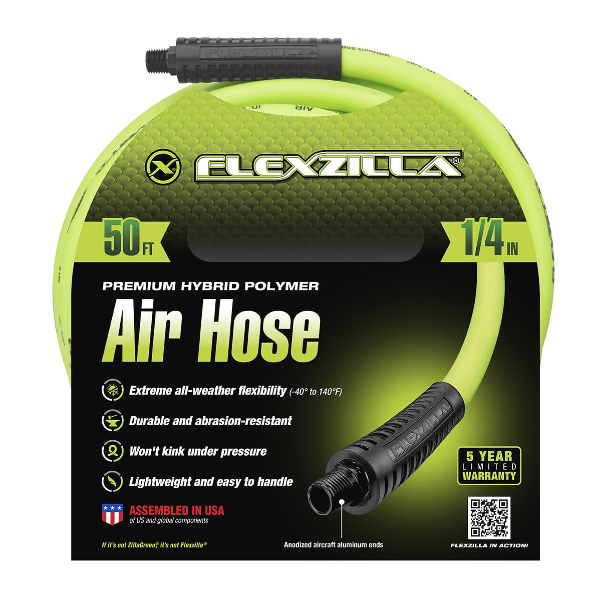 Close-up of Flexzilla hybrid polymer material highlights flexible, durable design.