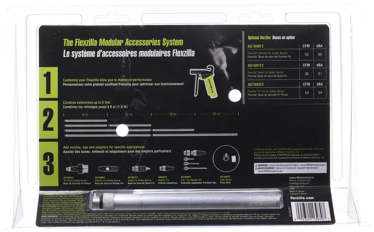 Flexzilla X1 blow gun kit ergonomic gun body designed for reduced fatigue