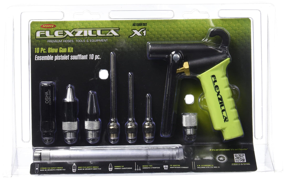 Flexzilla X1 blow gun kit front view showing ergonomic grip for comfort