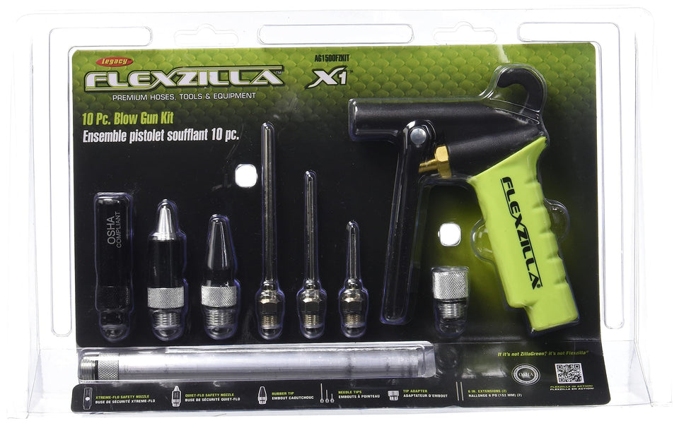 Flexzilla X1 blow gun kit front view showing ergonomic grip for comfort