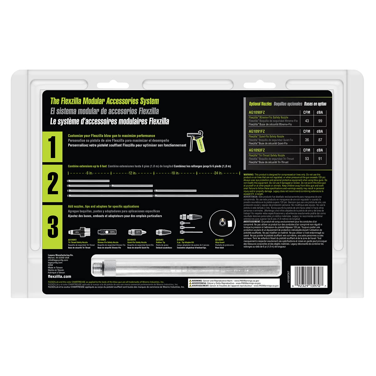 Flexzilla X1 blow gun kit variable flow trigger enables precise control