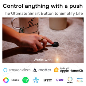 Flic Smart Button 3-Pack home hub setup shows Matter and HomeKit compatibility