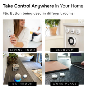 Flic Smart Button 3-Pack lights control demonstrating dimming and scene triggering