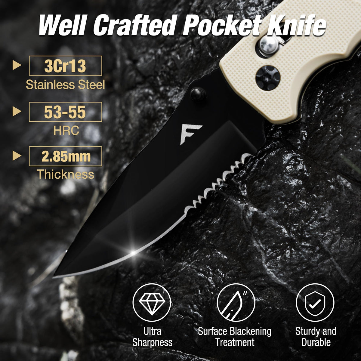 FLISSA steel blade with black oxide finish for durability and precision.