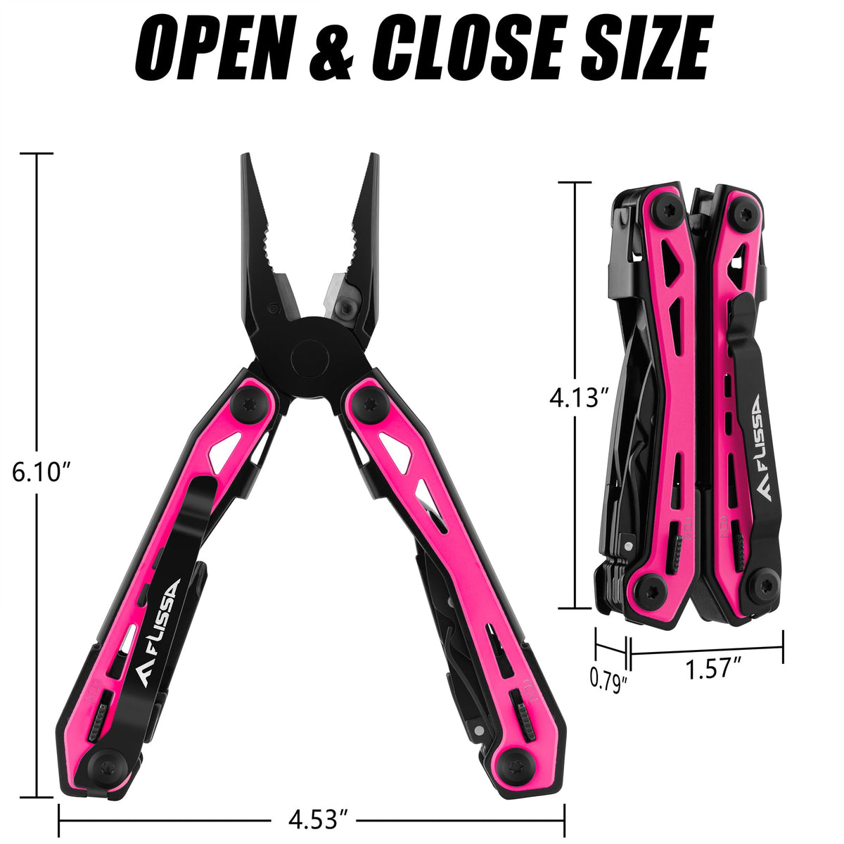 FLISSA pink multitool belt clip keeps the tool secure during activities