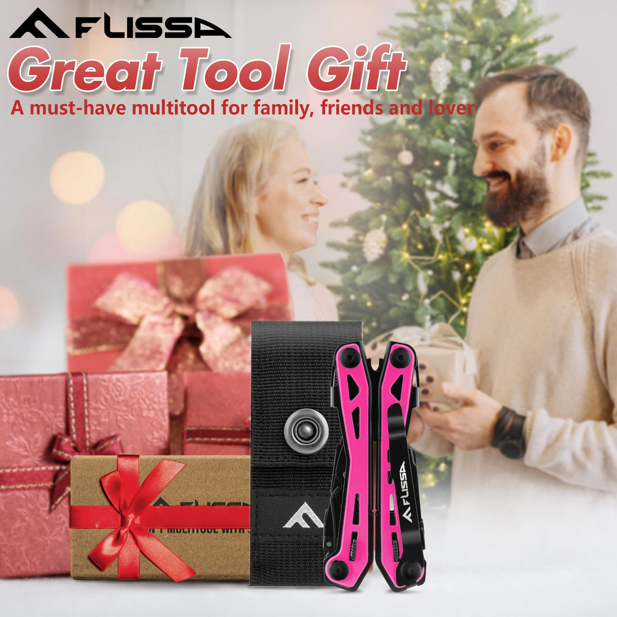 FLISSA pink multitool ideal for camping and outdoor use