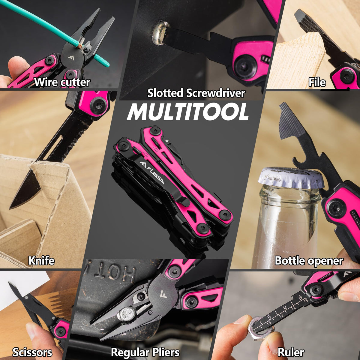 FLISSA pink multitool wire cutters for soft and hard wires