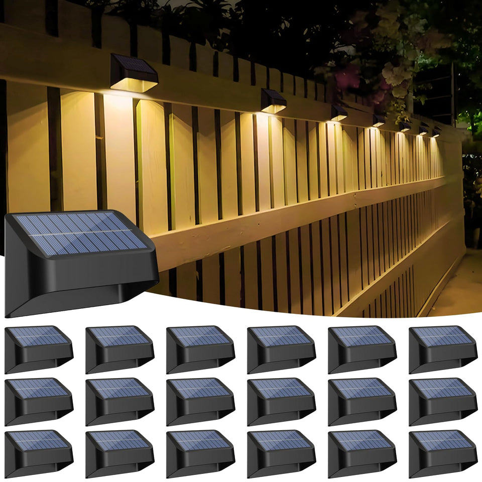 FLITI 18-pack brighter solar fence lights illuminate fences with vibrant color options for outdoor ambiance