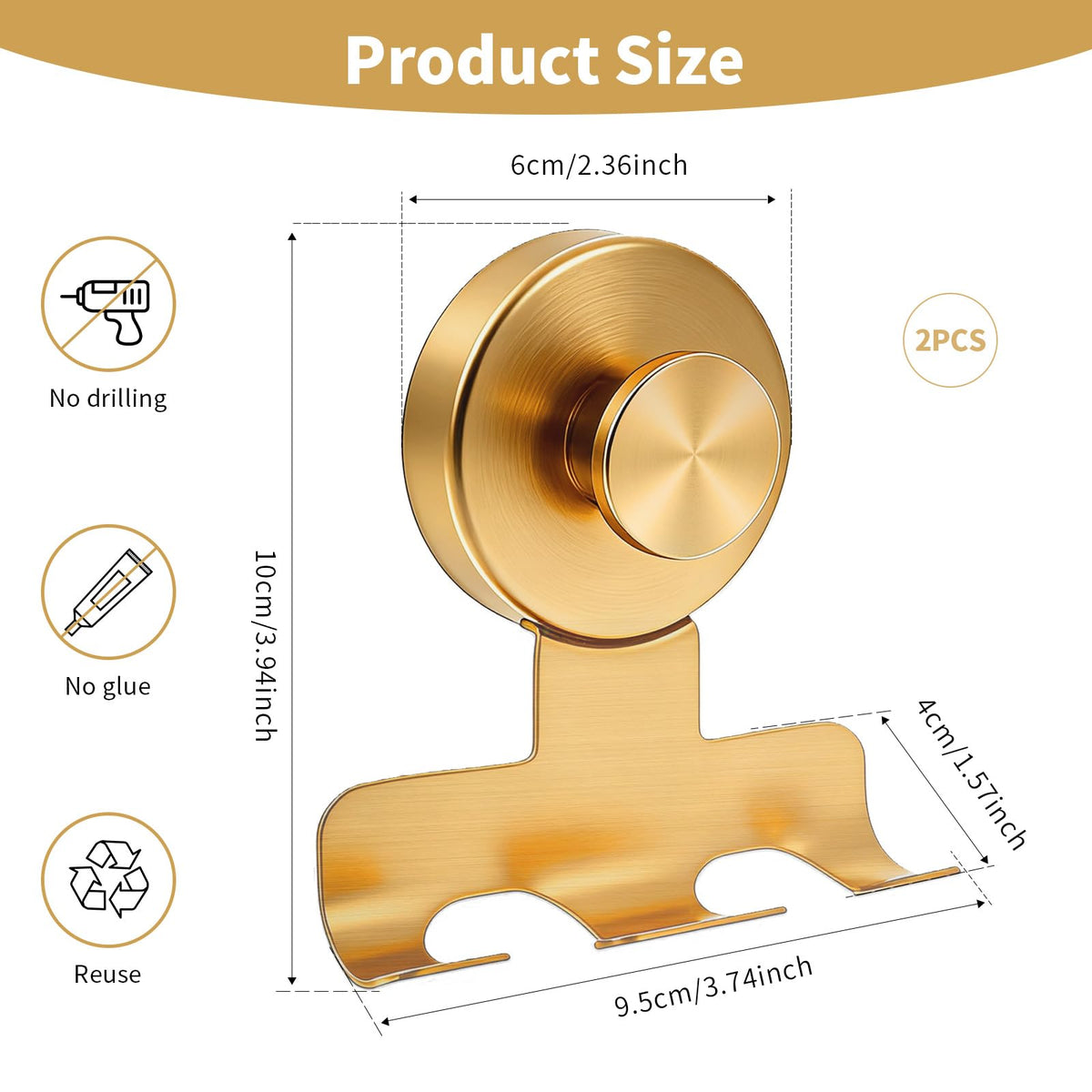 Fliverly stainless steel wall mount hooks with gold finish keep razors tidy.