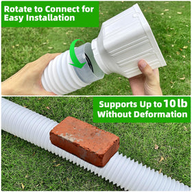 Flizubat adapters fit 2x3 and 3x4 inch downspouts.