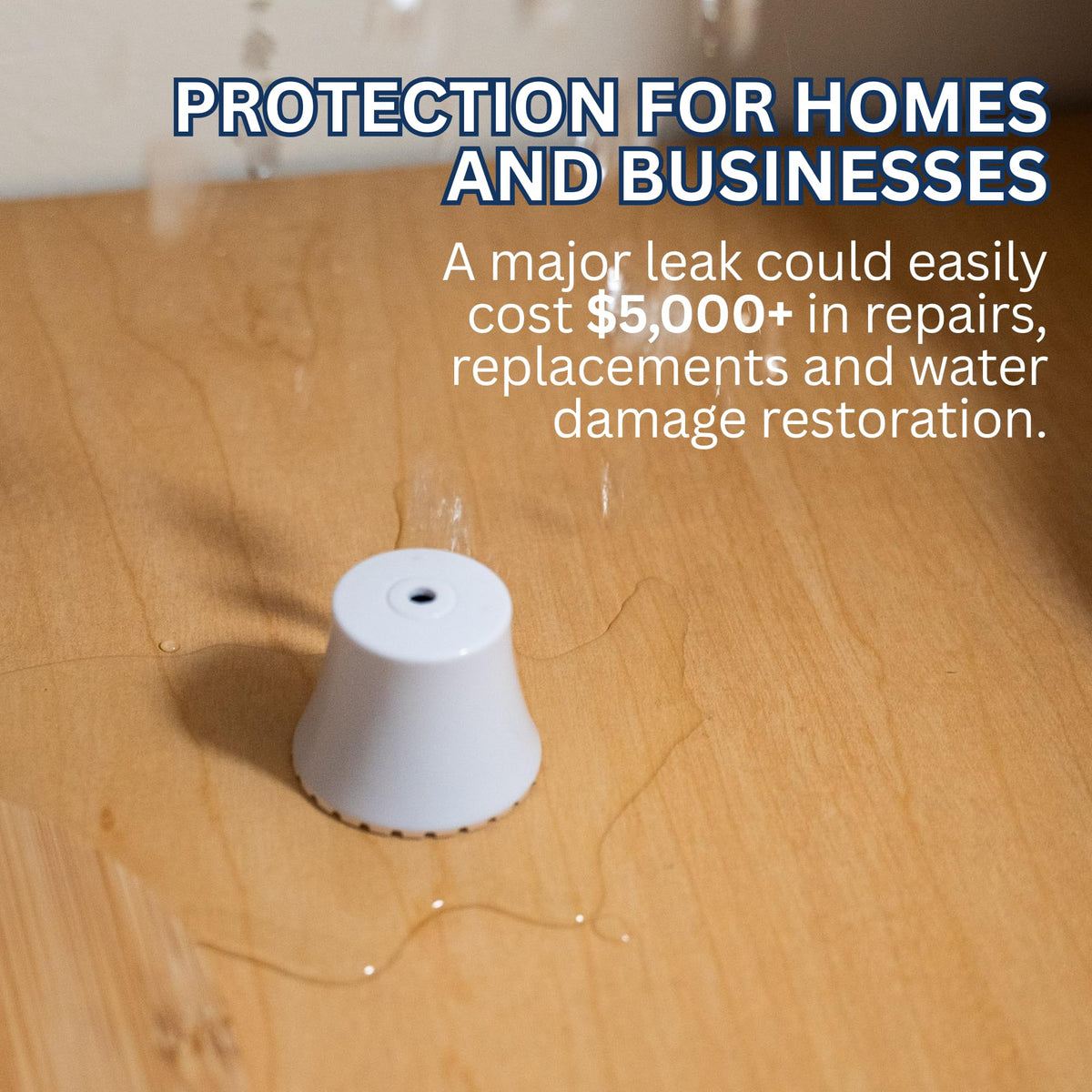 Flood Buzz unit placed beside toilet for bathroom leak monitoring