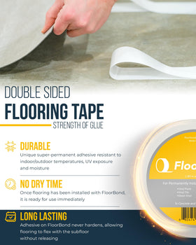 Close-up of peel-and-press FloorBond application for quick installs.