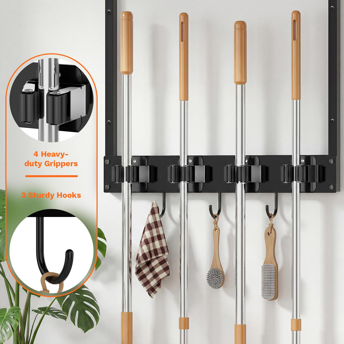 FLOOREE wall organizer with built-in shelf maximizes space in laundry rooms and garages.