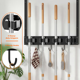 FLOOREE wall organizer with built-in shelf maximizes space in laundry rooms and garages.