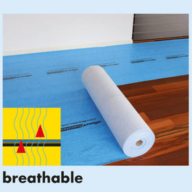Floorotex Albert Blue anti-skid underside keeps protection in place during projects.