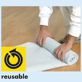 Floorotex Albert Blue easy-cut sheet adapts to irregular surfaces.