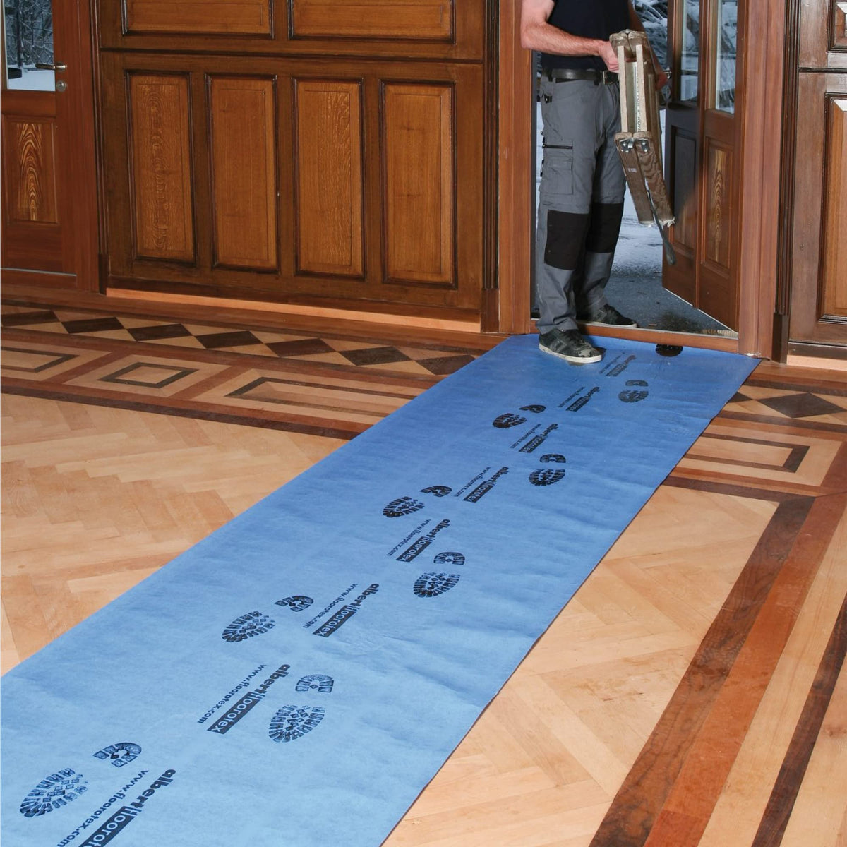 Floorotex Albert Blue flexible material suits stair applications with less taping.