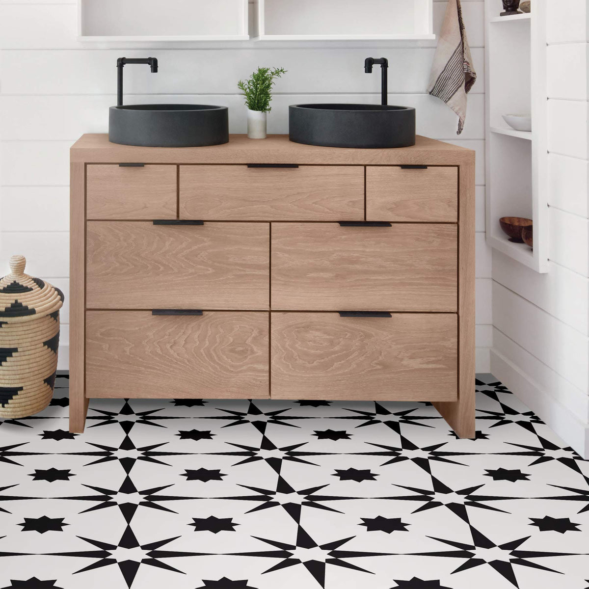 Close-up of Peel & Stick adhesive on Altair tiles.