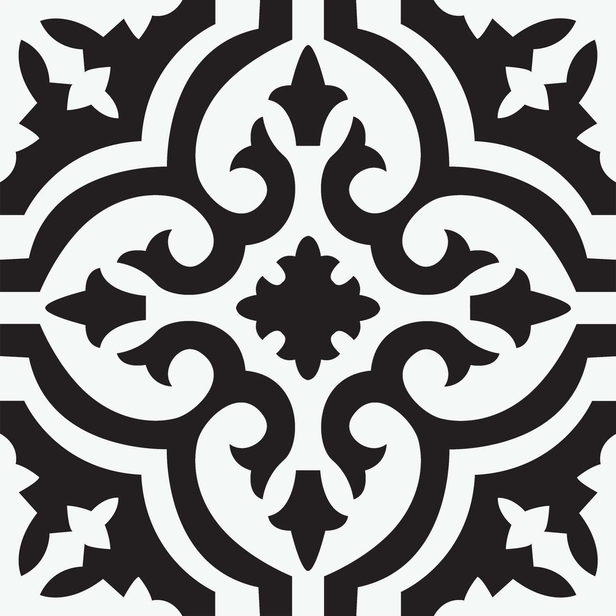 FloorPops Black Parma 12x12 tiles pack showing bold farmhouse contrast for easy DIY updates