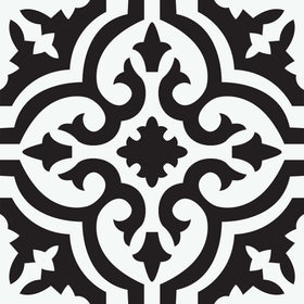 FloorPops Black Parma 12x12 tiles pack showing bold farmhouse contrast for easy DIY updates