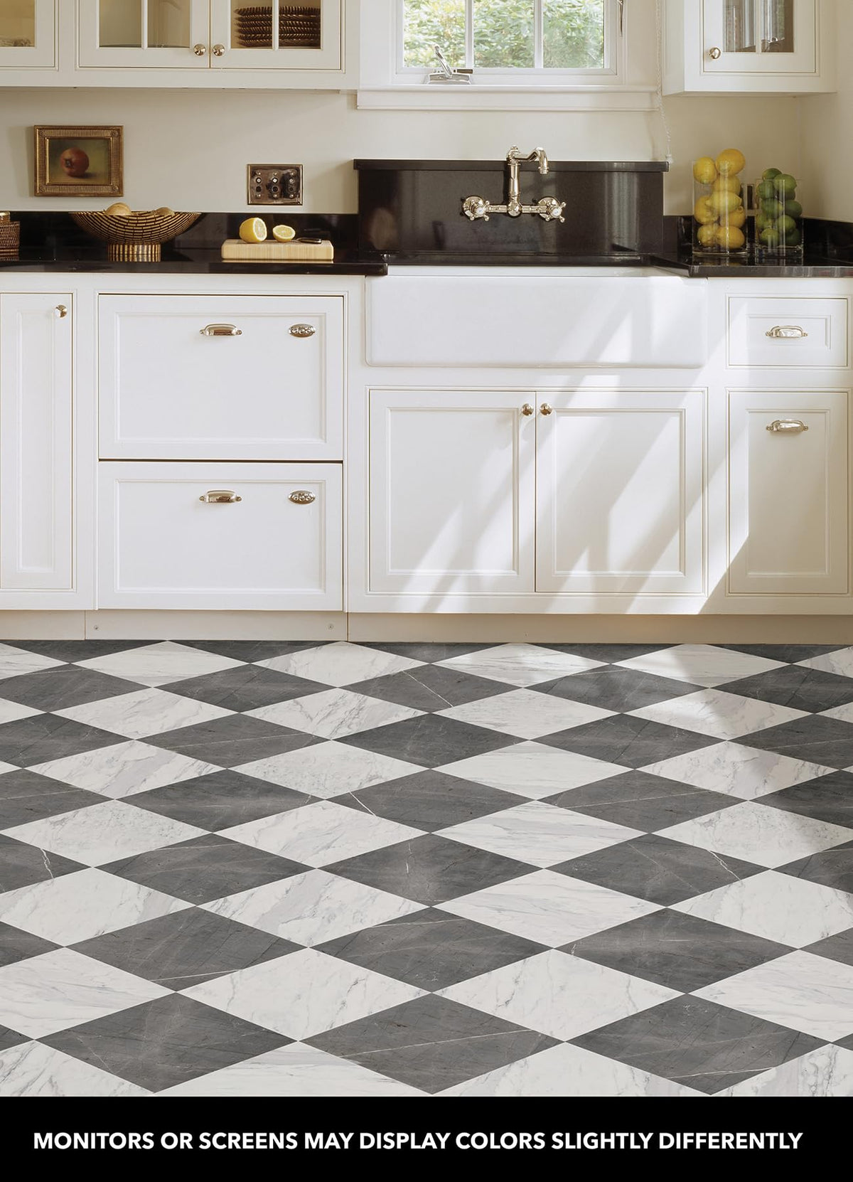 FloorPops 12x12 peel and stick marble tiles provide durable, water-resistant flooring for kitchens or baths