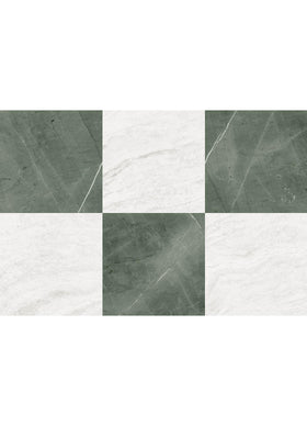 FloorPops Chris Loves Julia Bonneville Jade tiles pack showing easy peel-and-stick installation